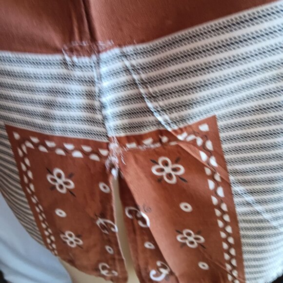 Vintage Medium 70's Blouse Top Boho Patchwork Tunic 1OF1 Keyhole Kimono Sleeves - Picture 6 of 9